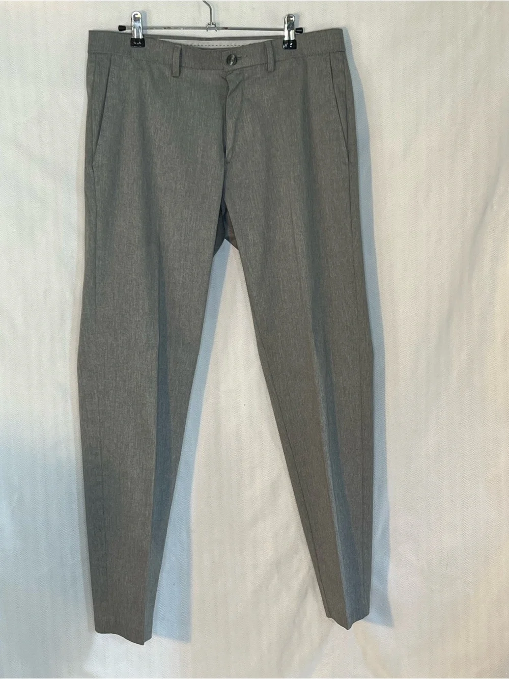 Haggar Grey Pants Iron Free Premium Straight Flat Front Business Casual 32X29 👍